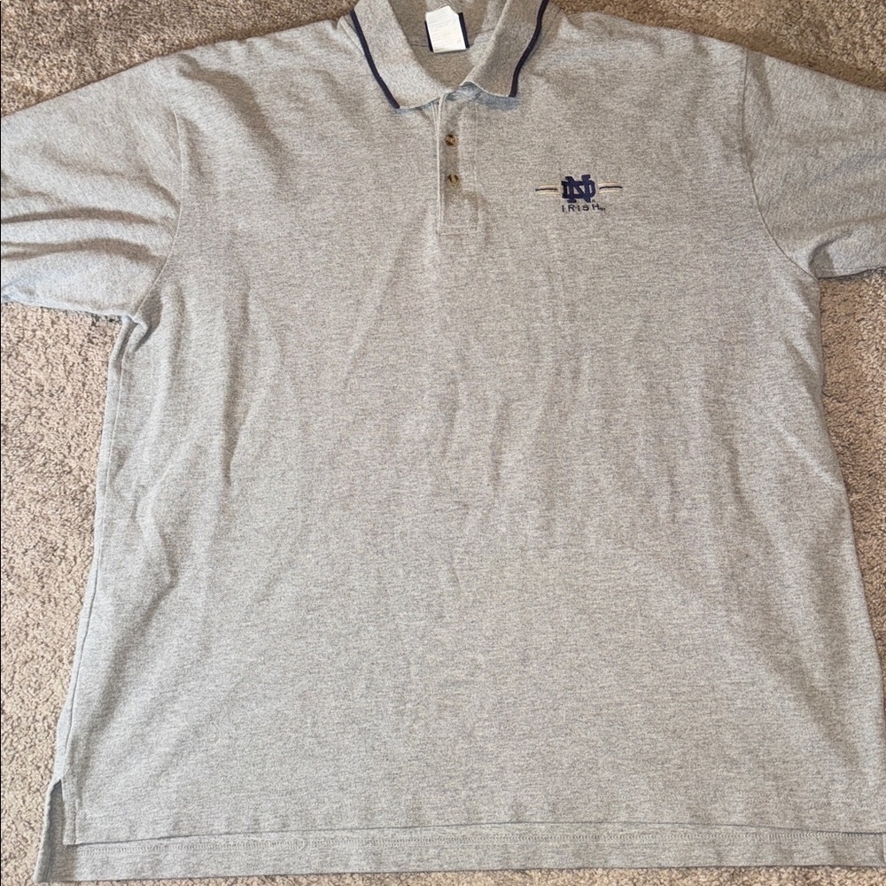Notre Dame men’s polo shirt XL gray short sleeve grey Irish - Picture 2 of 6